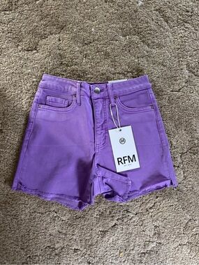 High-Rise Purple Denim Shorts